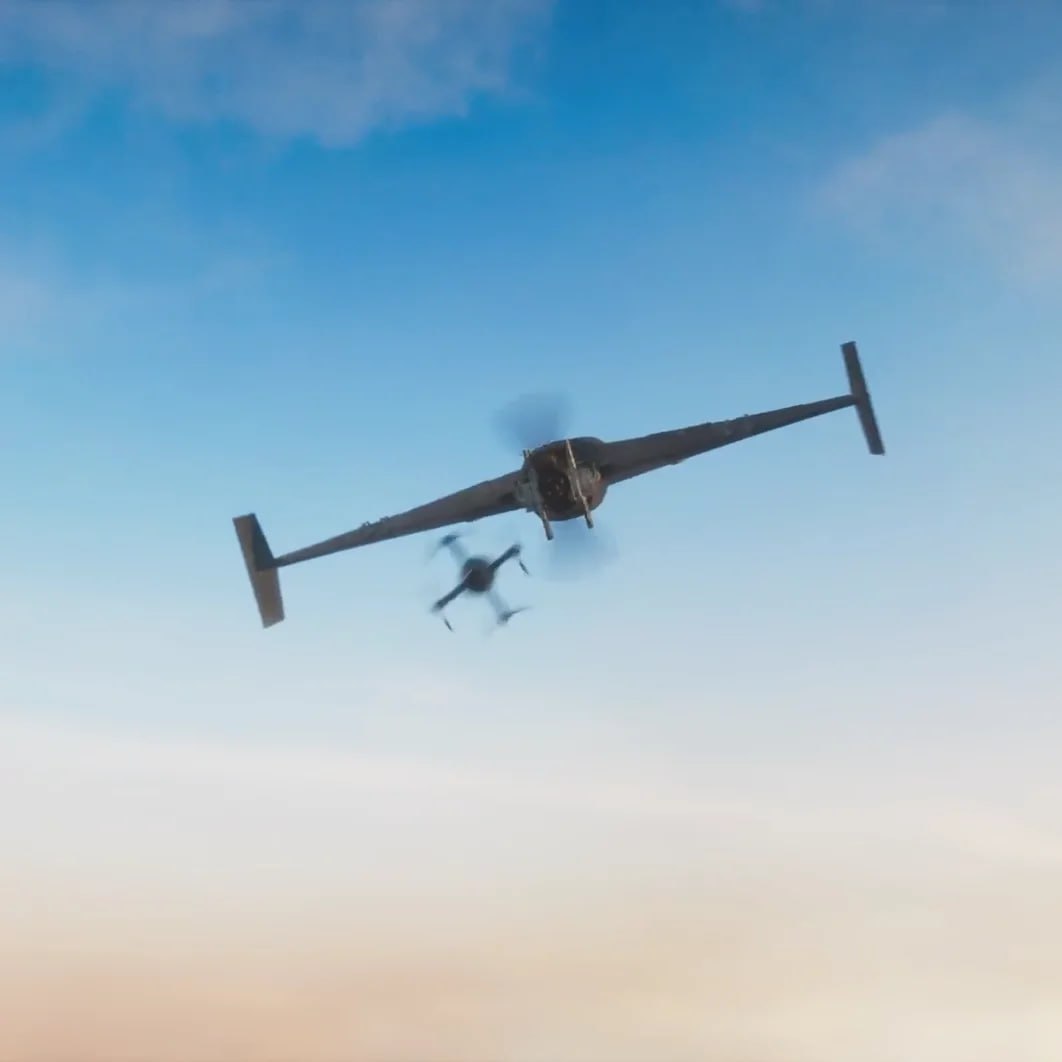 Snimak-ekrana animacije na kojoj se vidi presretanje drona kamikaze Geranj 2.