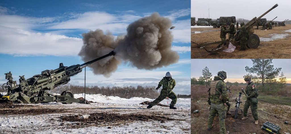 Haubica M777, haubica C3, minobacač 81 mm. Fotografije Ministarstva odbrane Kanade.
