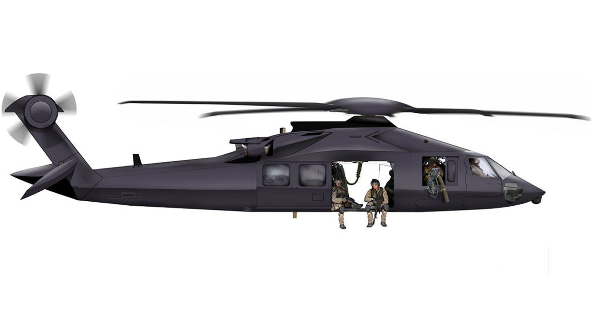 Ilustracija specijalno modifikovanog UH-60 Black Hawk korišćenog tokom operacije likvidacije Osame Bin Ladena 2011. godine u Pakistanu.